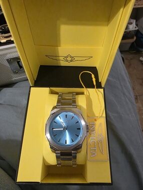 Invicta Silver Watch with Blue Dial